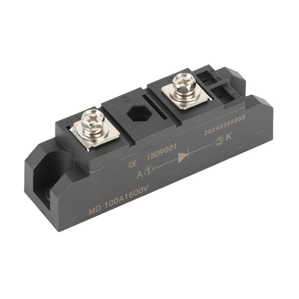 100A, 1600V 2 Terminal Diode Bridge Rectifier Power Module Copper Plate Cooling MD100A Maximum Welded Structure Black, with High Heat Dissipation, for PWM Inverter Current Input,