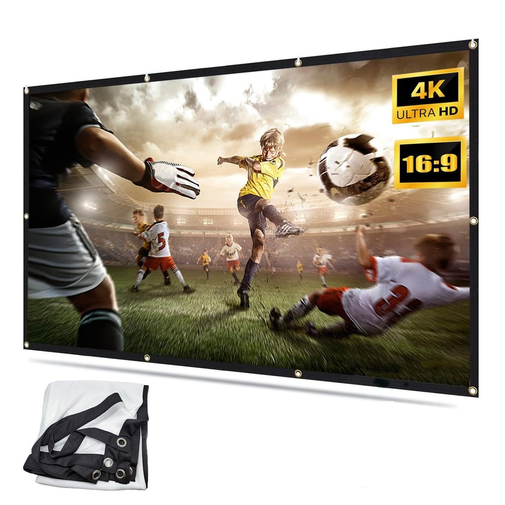 Outdoor Projector Screen, Projection Screen 4K 16:9 HD Foldable Portable Movie Screen, Outdoor Movie Screen Double Sided Projection for Home Theater(84in)