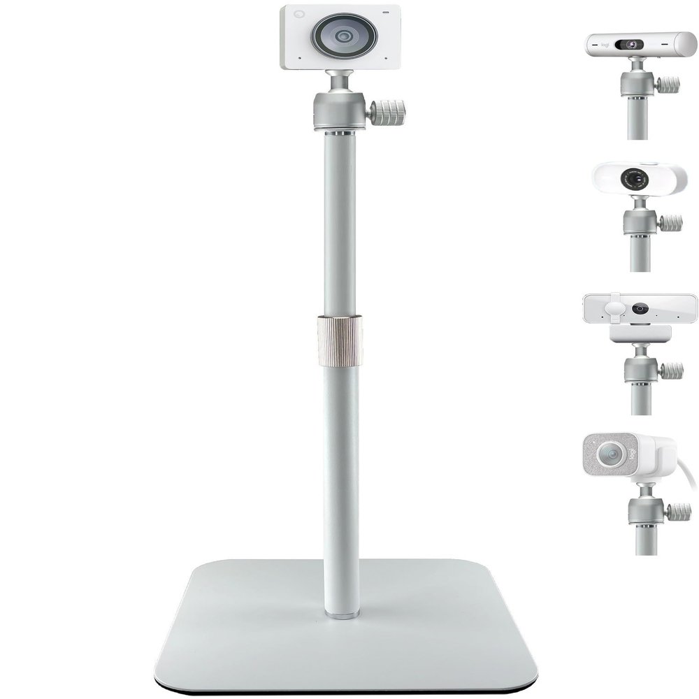 AceTaken White Webcam Stand for Logitech Brio 500,StreamCam,Lenovo,Elgato Neo Webcams