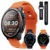 AOLON GPS Smart Watch for Men, 1.43'' AMOLED Smartwatch with Compass/Barometer/Altimeter, Heart Rate/Sleep Monitor, 30M Waterproof, 60+ Sports Fitness Tracker for Android/iOS, Black & Orange (2 Bands) view 1