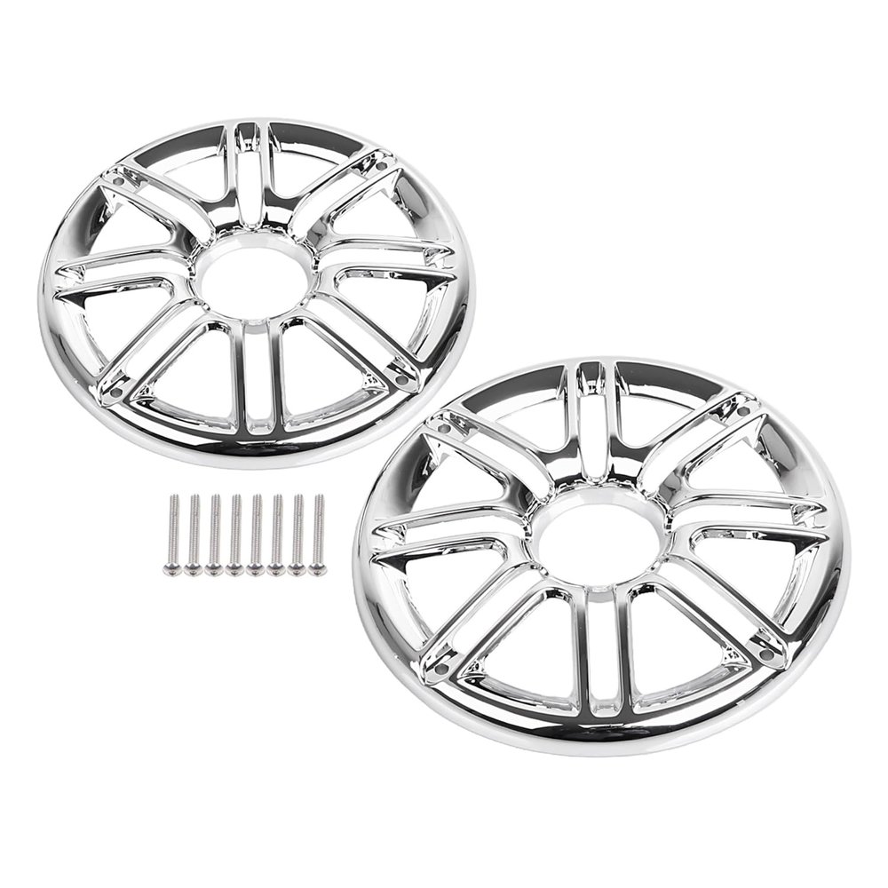 YDLMT Chrome 3D Round Rear Speaker Trim Grills Fairing Covers Fit for Harley Electra Glide FLHTCU/L FLHTCLTC 2014-2023, Road Glide Ultra FLHTK/L 2016-2019
