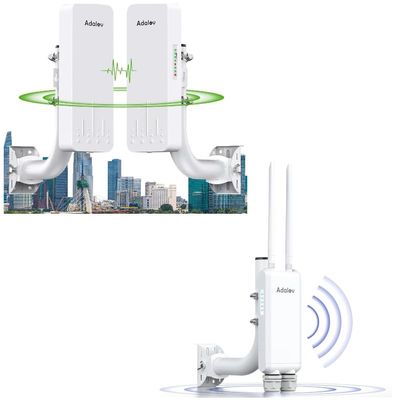 Wireless Bridge, 3KM 5.8G Point to Point Outdoor CPE, Long Range WiFi Bridges for PtP/PtMP +Adalov Outdoor Wi-Fi Access Point with Bracket Mount, 1200Mbps Long Range WiFi Extender, Dual Band