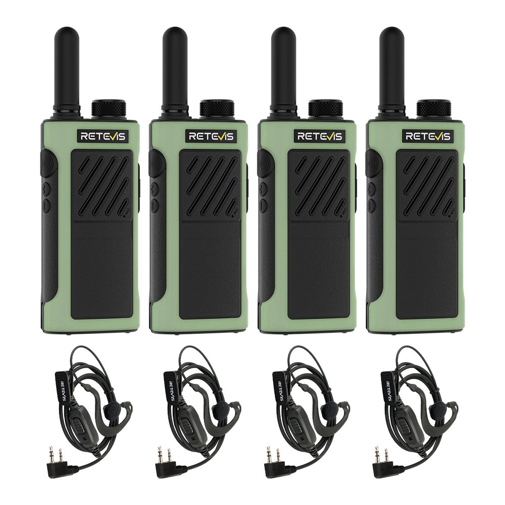 Retevis RB66P Walkie Talkies for Adult, Fast Charging, Flashlight, Walkie Talkies with Earpiece, 1500mAh, USB-C, Fluorescent Design, Portable FRS Two Way Radios for Work Camping Hiking(4 Pack)