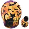 Mouse Pad with Wrist Support Gel, Ergonomic Mouse Pad with Comfortable Wrist Rest, Gaming Mousepad Non-Slip PU Base for Laptop Office Easy Typing & Pain Relief,Black Cat Bat view 1