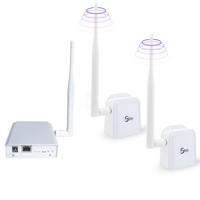 WiFi Halow Wireless Bridge Enhanced Version for 3km Long Distance Transmission,Plug and Play, Point to Point/Multipoint Outdoor to Shop Barn Garage Building with High-Gain Antenna (1 to 2)