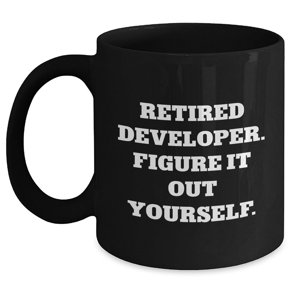 AddictiveDesignsCo Developer Figured It Out Black Coffee Mug Gifts from Coworkers for Developers Birthday