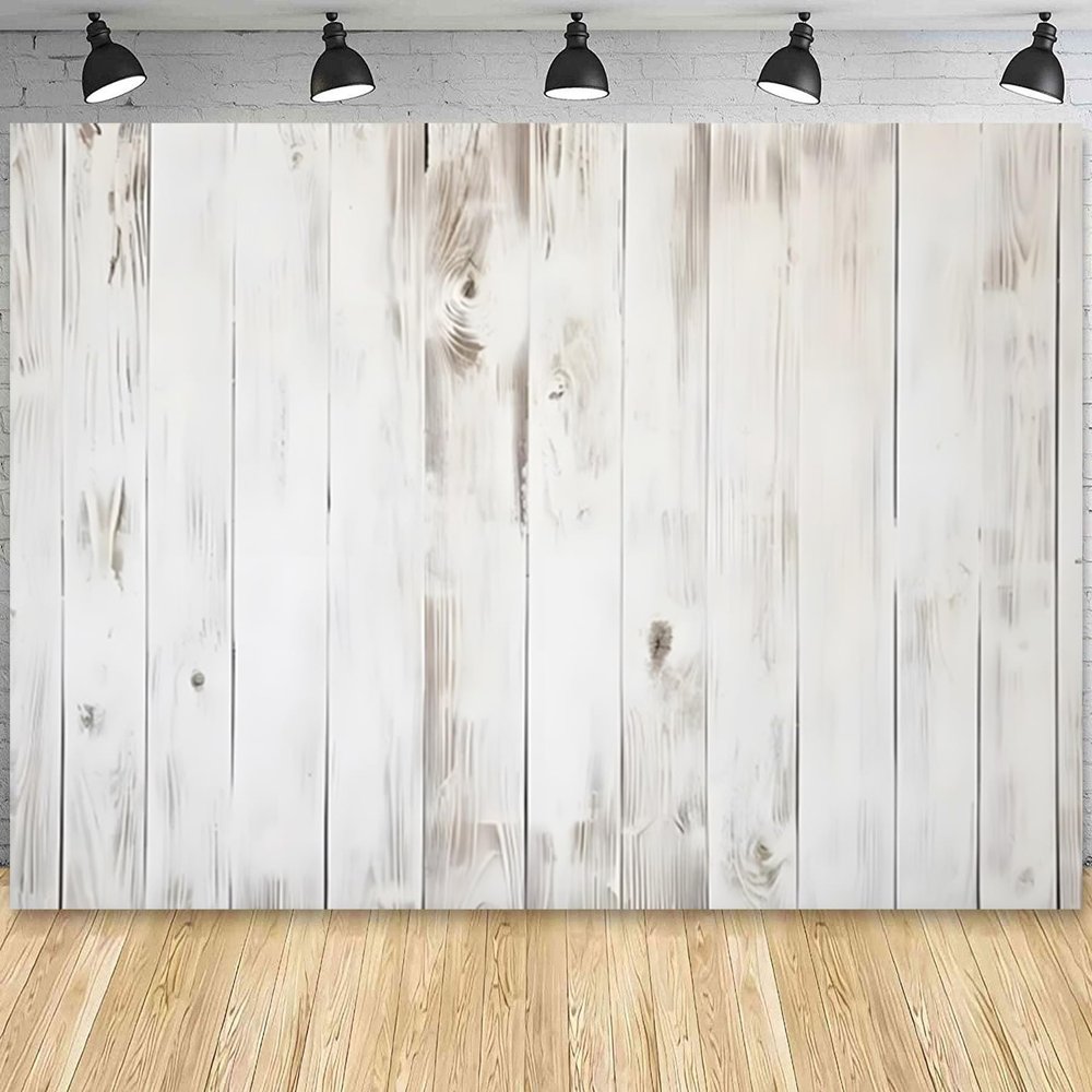 10x10ft Vintage White Wood Backdrops for Photography Wooden Rustic Old Wood Texture Board Retro Grunge Plank Wallpaper Newborn Baby Shower Birthday Party Photo Studio Props Photoshoot Background