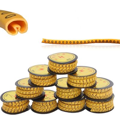 10Pcs Cable Identification Wire, 2.5m 0 to 9 Concave Number Tube Coded Clip on PVC Oil Proof Clear Marking Yellow Label Tag for Electronics Computers
