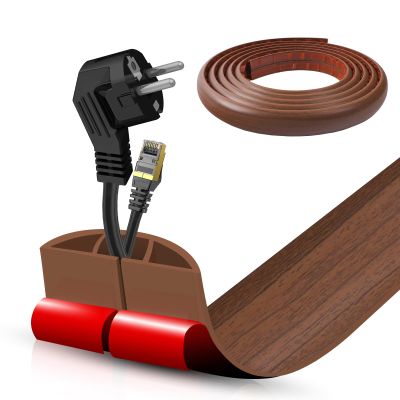 Floor Cord Cover Self Adhesive Cord Hider,10FT Cable Management, Extension Strip Protector for Wires, Prevent Cable Trips for Offices, Gyms, Exhibitions Cavity:0.47"(W) x0.35(H) Wood Red Teak