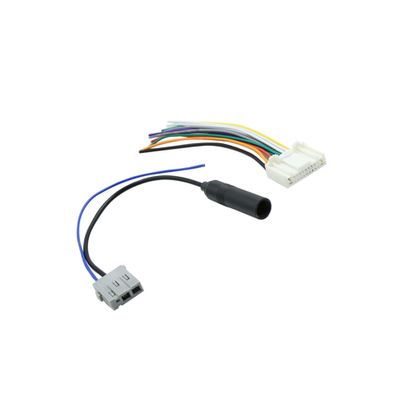 A ABSOPRO 2 in 1 DC 12V Car Wire Harness Male Socket W FM Antenna Adapter Cable for Nissan Item Replacement