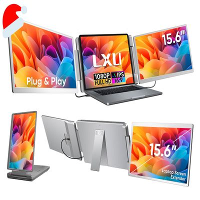 LXU Laptop Screen Extender, 15.6" FHD 1080P IPS Laptop Monitor Extender Triple Screens, Portable Monitor for Laptops 12~17.3 inch, Plug n Play Extended Monitor for MacBooks(NOT M1 M2 M3)/Windows