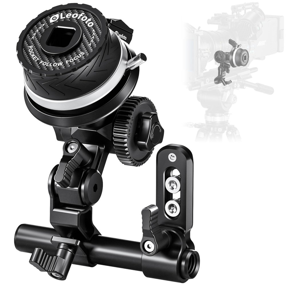 LEOFOTO Follow Focus Gear Ring Kit with A & B Stops, 15mm Rod, Rod Clamp and Silicone Gear, Compatible with Lenses up to 114mm in Diameter, Weight 290g, for Mirrorless and Cinema Cameras (LFF-01)