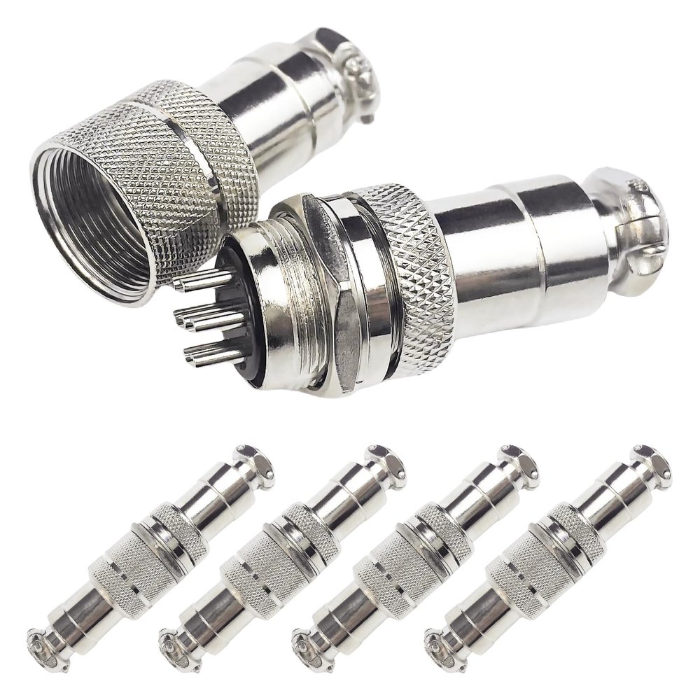 GX20, 7-Pin, Inline Cable, Circular Connector, Male & Female, 5 Sets
