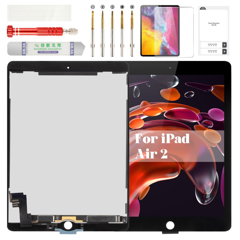 Original for iPad Air 2 Screen Replacement for iPad Air 2 2nd Gen Screen Replacement LCD Touch Digitizer for iPad Air 2 A1566 Display Screen Assembly Repair Kits A1567 Black