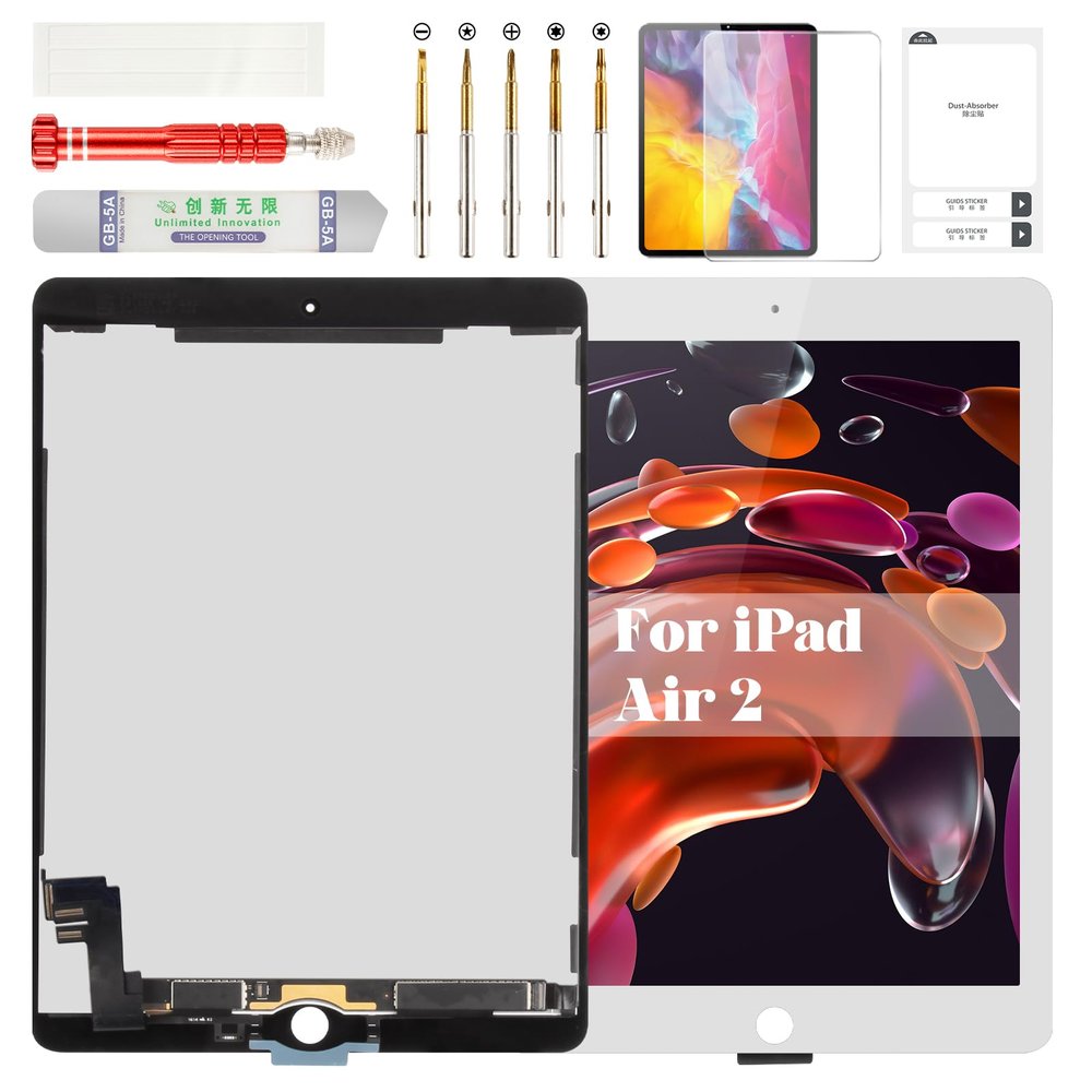Original for iPad Air 2 Screen Replacement for iPad Air 2 2nd Gen Screen Replacement LCD Touch Digitizer for iPad Air 2 A1566 Display Screen Assembly Repair Kits A1567 White