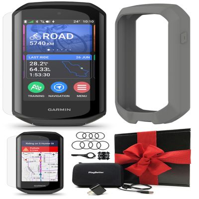 Garmin Edge 1050 Cycling GPS Computer Gray Silicone Case Gift Box Bundle