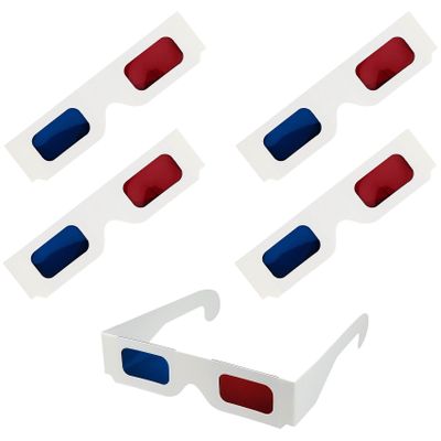 CHTUGEM 15 Pcs 3D Paper Glasses, Red and Blue Anaglyph Cardboard Glasses with White Frame for Movies, TV, and Films