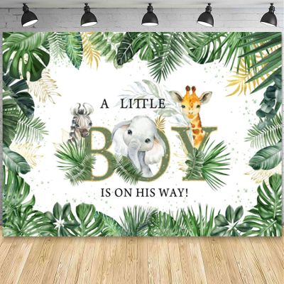 15x8ft Jungle Safari Baby Shower Backdrop for Boy Jungle Greenery Animals Baby Shower Decorations Photo Backdrop Banner Safari Boy's Wild Party Supplies Photo Props Baby Shower Photoshoot Banner