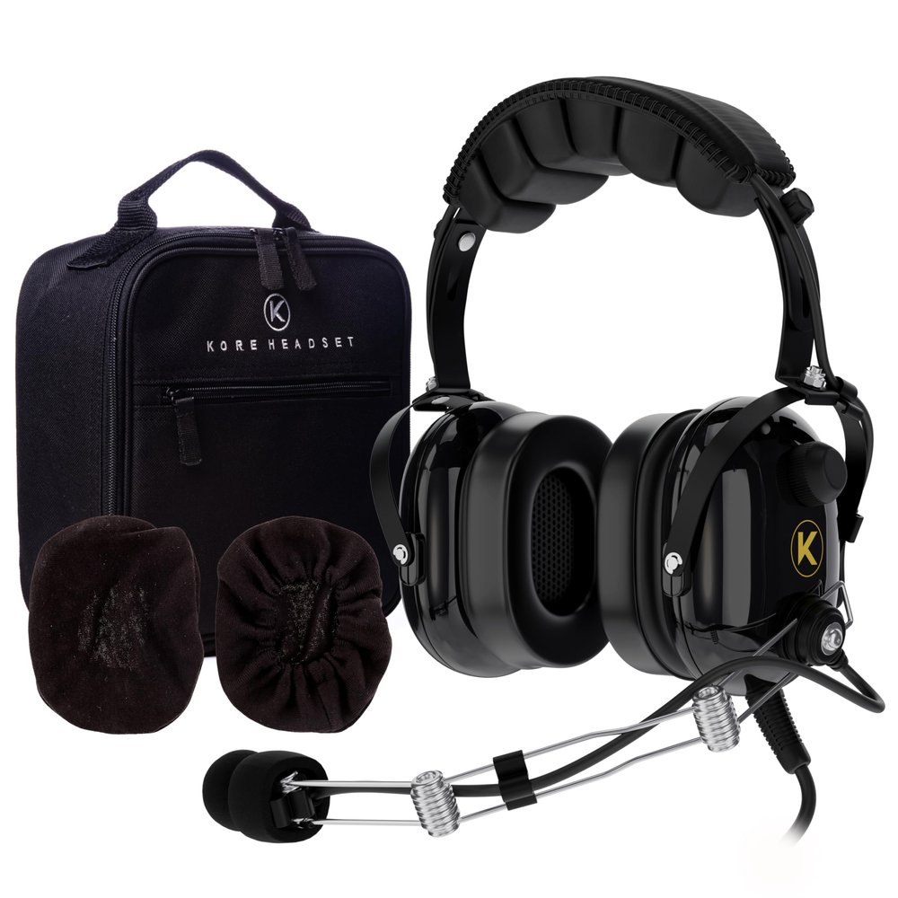 P1 General Aviation Headset with Pilot Headset Bag, and 100% Cotton Ear Cloth Cover