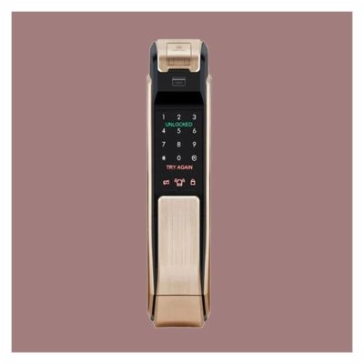 ALturn Electronic Smart Door Lock with Biometric Fingerprint Password Card Digital Home Lock SHS-DP728/718/P72/739/719/609/R80(P718 Gold)