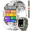 BRUBOSES Smart Watch for Men Military Answer/Make Call 2.01 Display 170+ Sports Modes Fitness Smart Watch IP68 Waterproof 30 Days Standby Smartwatch for Android iOS Silver (2 Straps) view 1