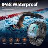 BRUBOSES Smart Watch for Men Military Answer/Make Call 2.01 Display 170+ Sports Modes Fitness Smart Watch IP68 Waterproof 30 Days Standby Smartwatch for Android iOS Silver (2 Straps) view 3