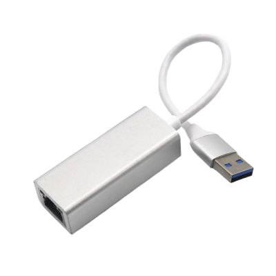 Wired LAN Adapter Aluminum Alloy USB3.0 to RJ45 Gigabit Ethernet USB to Ethernet Converter 10/100/1000Mbps Desktop Network Card(Silver)