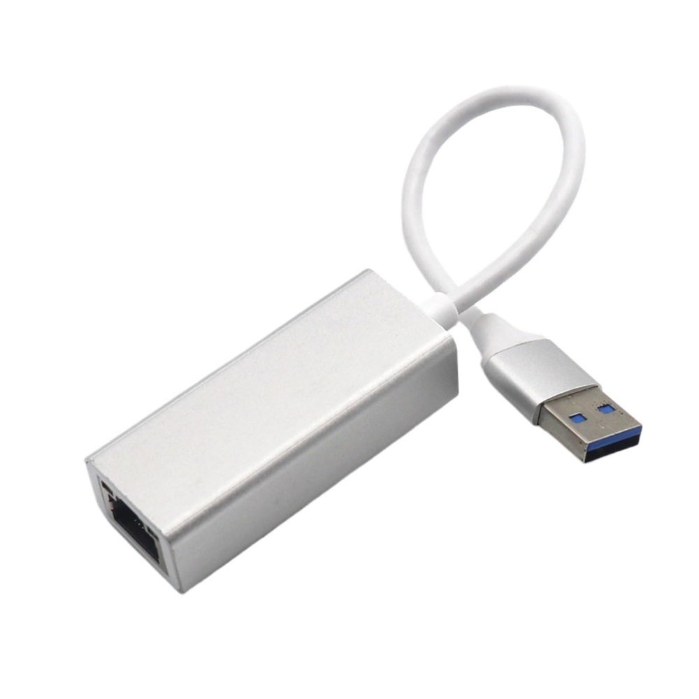 Wired LAN Adapter Aluminum Alloy USB3.0 to RJ45 Gigabit Ethernet USB to Ethernet Converter 10/100/1000Mbps Desktop Network Card(Silver)