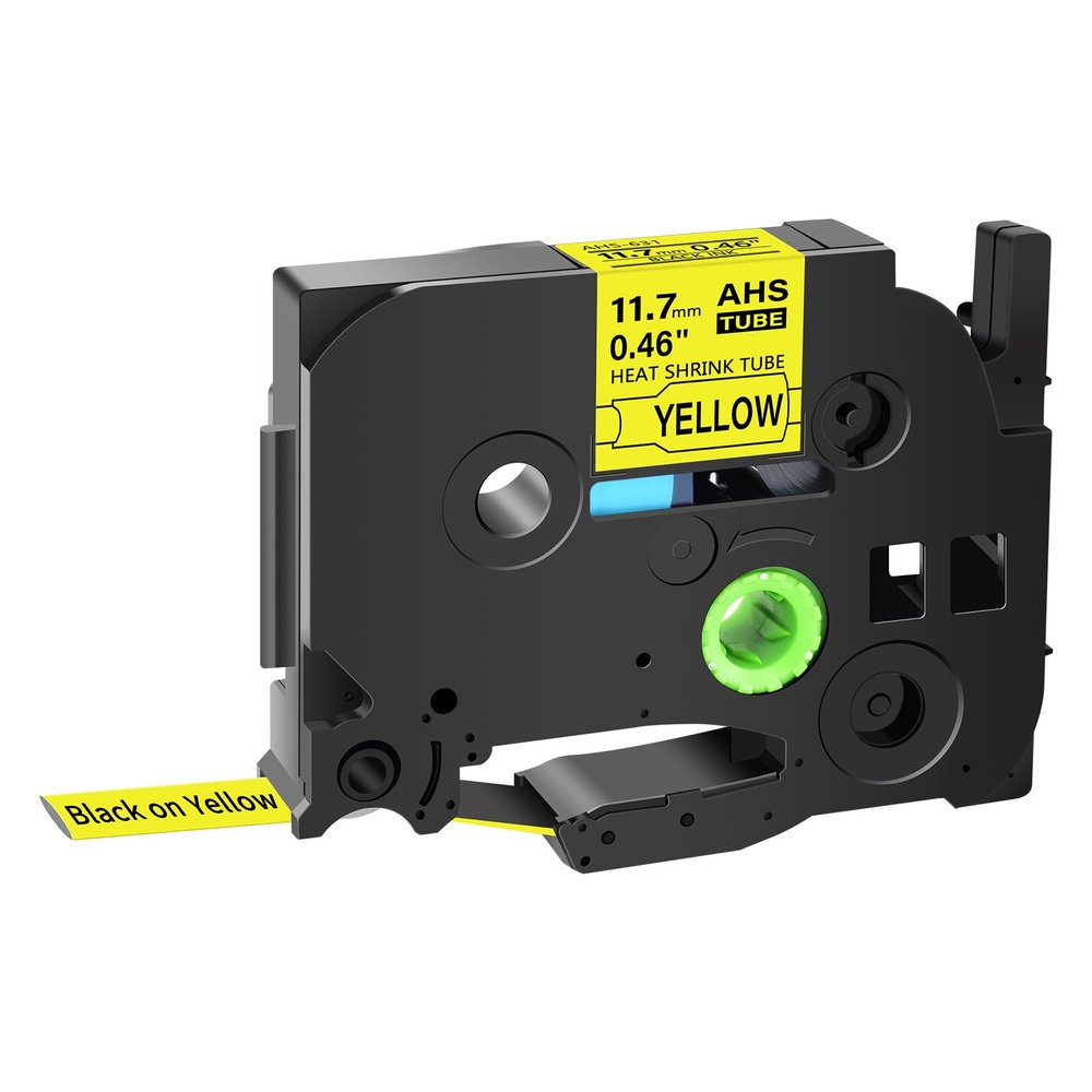 GREENCYCLE 30 Pack Compatible for Brother P-Touch Hse631 Hse-631 Hs-631 Hs631 Heat Shrink Tube Label Tape Hse 11.7mm 0.46" Black on Yellow Label Tape for PTE300 PTE500 PTP750WVP Printer