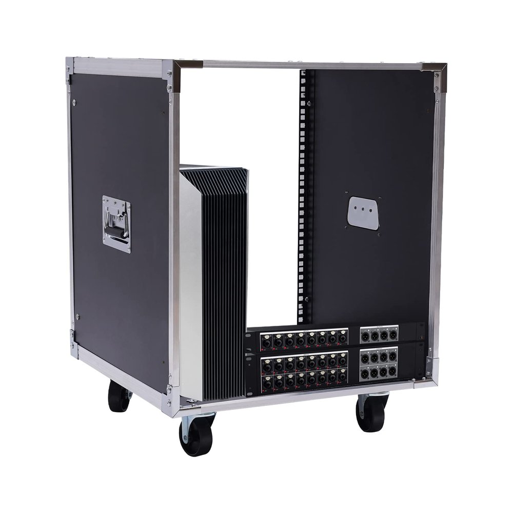 12U Portable Rolling Network Rack, Rolling Server Cabinet Rack with Built-in Handles & Swivel Caster Wheels Open Frame Audio Studio Video Telecom Equipment Rack 220lbs Capacity Black