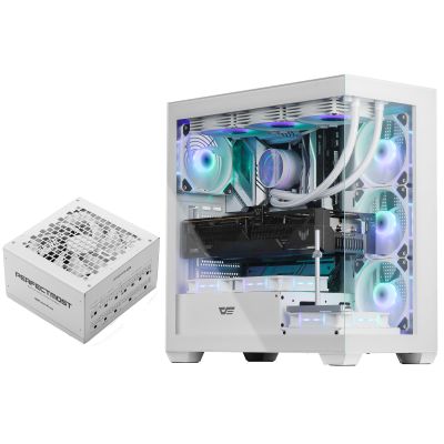 darkFlash DS900 ATX Full View Dual Tempered Glass PC Case + PMT850 Fully Modular ATX Power Supply(White)