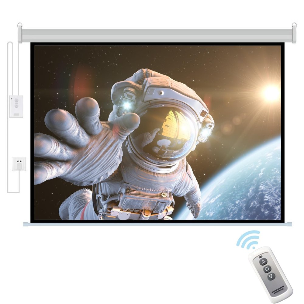 Electric Projector Screen with Remote, 72 Inch Motorized Projection Screen, 4:3 16:9 Indoor Projector Screen, Pull Down HD Screens, 4K 3D HD Motorized Widescreen(4:3)