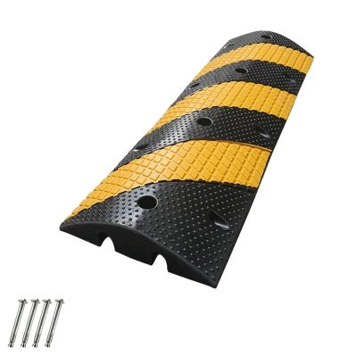 LYUCAYHQ Rubber Speed Bumps 1 Pack, 11000lbs Heavy Duty Driveway Ramps, 2.4" Rise Height Cable Protector for Garage for Low Cars, Wheelchairs, 39 * 12 * 2 in