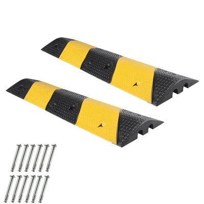 LYUCAYHQ 2 Pack of 2 Channel Floor Cable Cover, Speed Bumps for Driveway, Rubber Speed Bumps, Driveway Ramps, with Reflective Beads, 22000 Lbs Capacity, 39 * 12 * 2 in