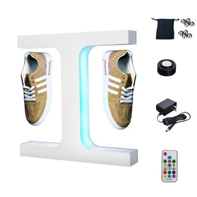 FXNFXLA Magnetic Floating Sneaker Stand, Floating Shoe Display with 16 Colorful LED, 360 Automatic Rotation Levitating Sneaker Display with Remote Control for Home Decoration