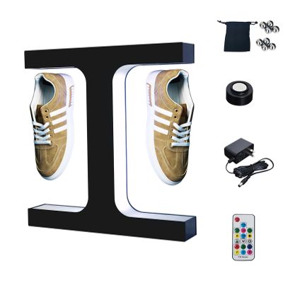 FXNFXLA Levitating Shoe Display, Magnetic Floating Sneaker Stand with 16 Colorful LED and 360 Automatic Rotation, LED Display Stand for Shoes Collectors, Advertising Exhibition Shoe