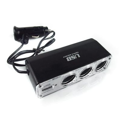 NIHUIFA Versatile 3 Way Car Socket Adapter Splitter with USB Charging Port Extension Replacement 12V/24V Triple