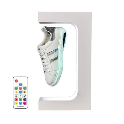 FXNFXLA Levitating Shoe Display Stand, 16 Colors LED Light Floating Shoe Display, 360 Degree Rotating Magnetic Sneaker Display Holder for Home Decor, Store Advertising