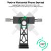 Cell Phone Holder, Adjustable Phone Holder Mount Clamp Smartphone Clip Aluminum Alloy Birdwatching Tripod Accessories with 2 Cold Shoe and 360 Degree Rotation view 2