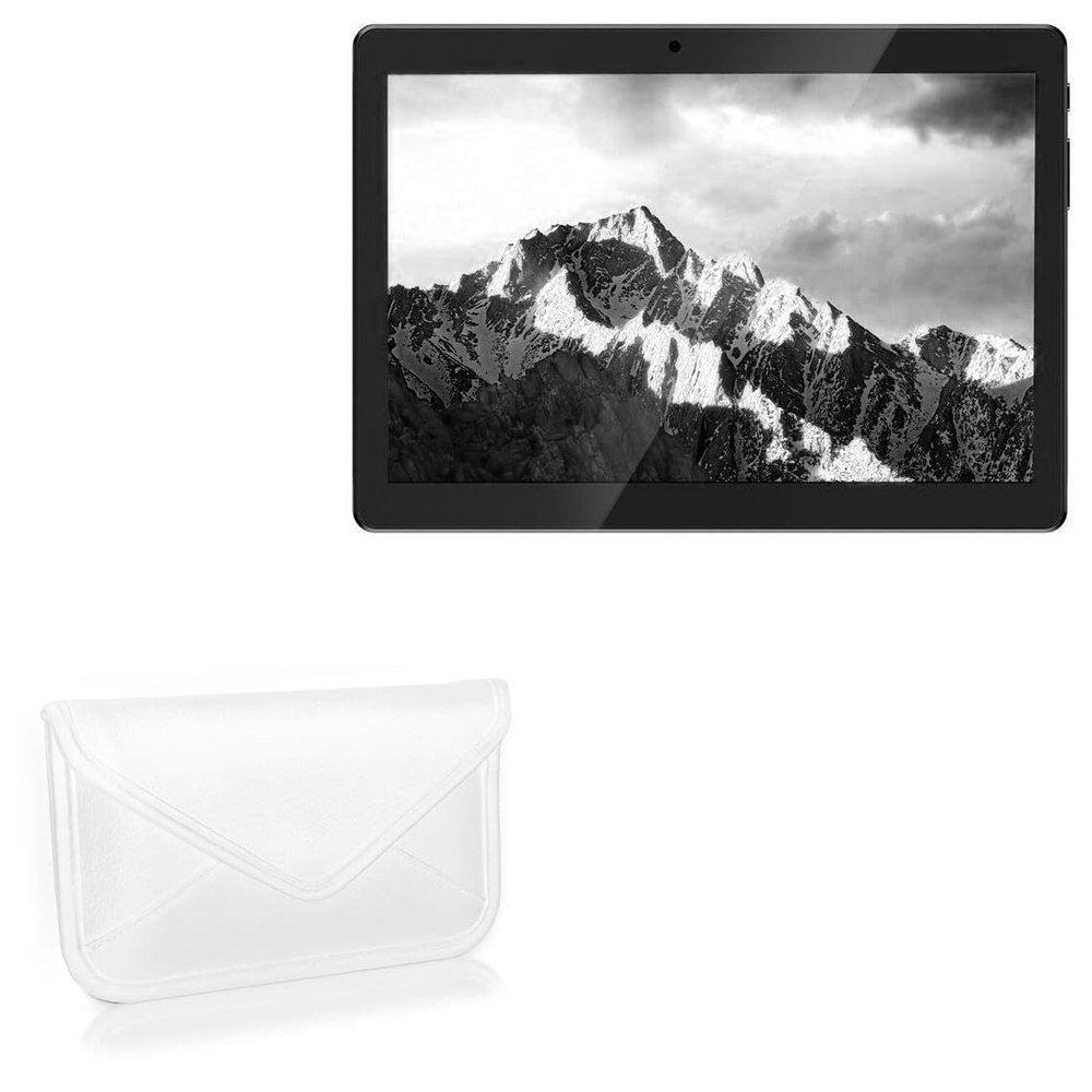 BoxWave Case Compatible with Ginzzu GT-1040 - Elite Leather Messenger Pouch, Synthetic Leather Cover Case Envelope Design - Ivory White