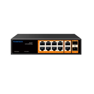 11/12 Port Ethernet Unmanaged PoE Switch, Gigabit Switch ,120W, Gigabit Uplinks, 1.25G SFP Port, Fanless Sturdy Metal ,Plug and Play, Desktop or Wall Mount