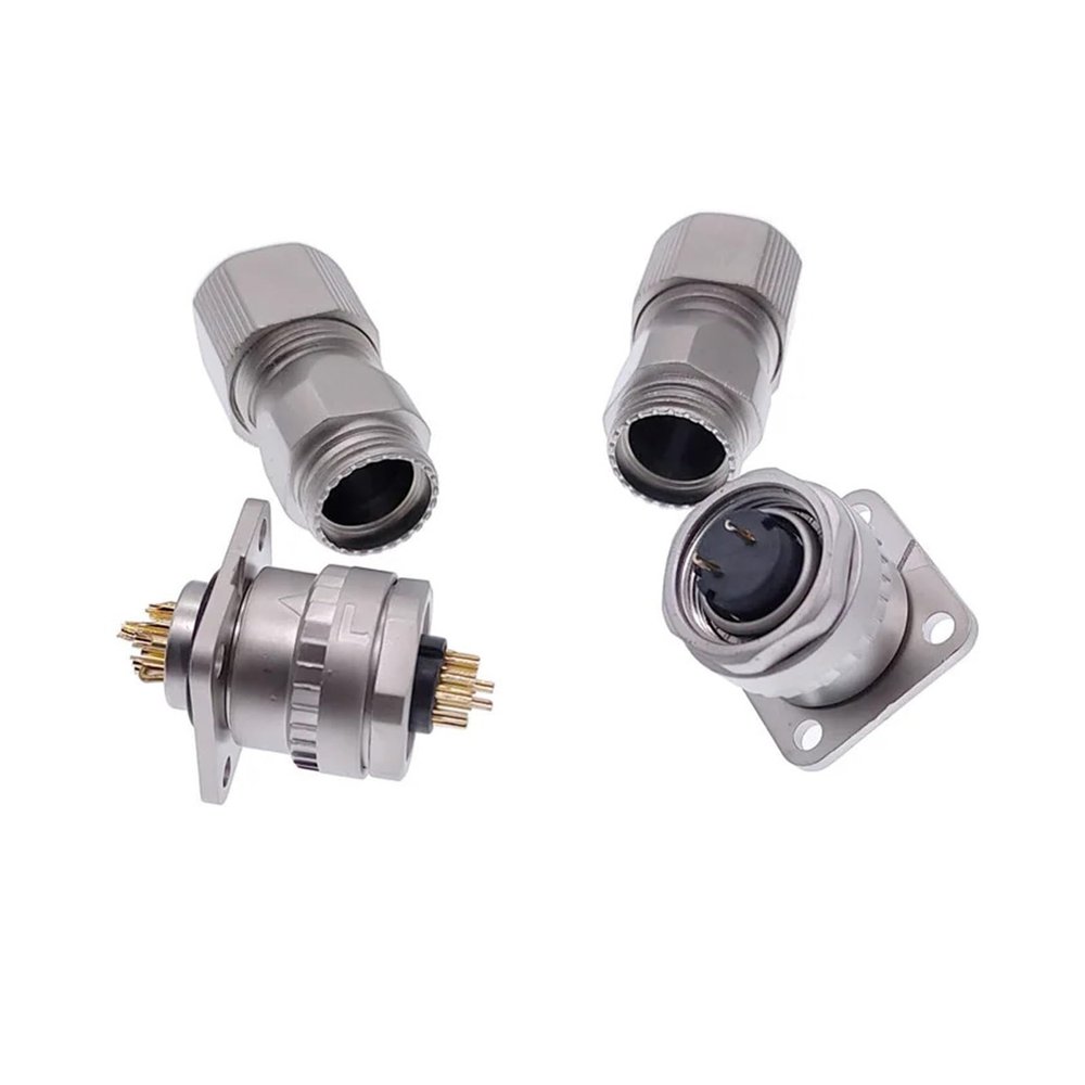 BHUPWZE 1Pcs Servo Motor Connector CM10 10pin Angle Straight 2 Core Servo Encoder Socket DDK Metal Connectors(Straight 10Pin)