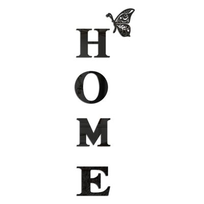 Acrylic Home Letters with Butterfly 3D Mirror Wall Stickers for Living Room, Bedroom, Entryway Modern Removable Wall Art DIY Vertical or Horizontal Home Decor (Black)