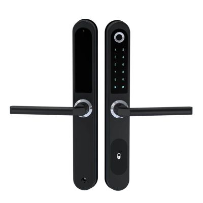 QDVOPHZA Tuya APP Waterproof Smart Fingerprint Password Card Door Lock Biometric Bridge-Cut Aluminum Alloy for Pull Push Sliding Door(Kit9)