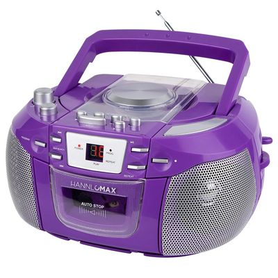 HANNLOMAX HX-338CD CD Boombox, Radio, Cassette Recorder (Purple)