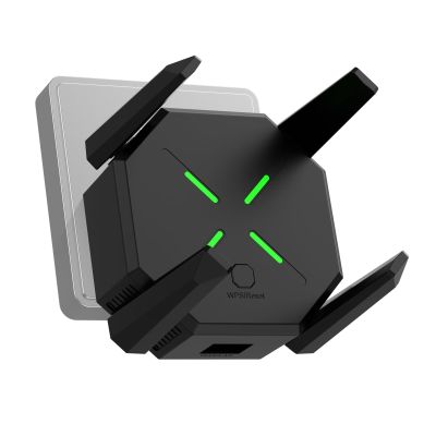 2025 WiFi Extender Signal Booster for Home, AC1200 Mbps Dual Band (5GHz/2.4GHz), Coverage up to 12880 sp.ft and 45 Devices, Easy to Set Repeater Wireless with Ethernet Port (Black)