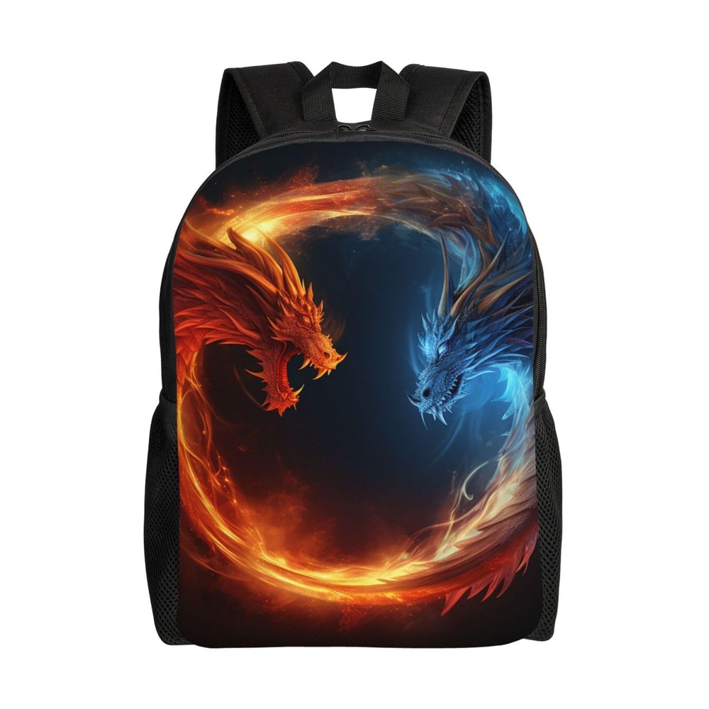 FJWNMET Fire and ice dragons Backpack Waterproof Travel Laptop Backpack Lightweight Casual Daypack for Men Women