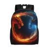FJWNMET Fire and ice dragons Backpack Waterproof Travel Laptop Backpack Lightweight Casual Daypack for Men Women view 1