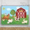 10x6.5ft Farm Animals Backdrop Cartoon Red Barn Door Barnyard Farmland Photography Background Apple Tree Grassland Backdrop for Baby Shower Newborn Kids Birthday Party Decor Studio Booth Props view 2