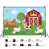 10x6.5ft Farm Animals Backdrop Cartoon Red Barn Door Barnyard Farmland Photography Background Apple Tree Grassland Backdrop for Baby Shower Newborn Kids Birthday Party Decor Studio Booth Props view 3